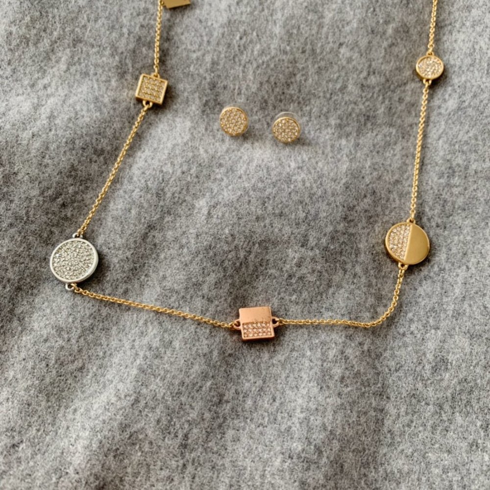 Kate Spade Tricolor Long Necklace and Earrings Set